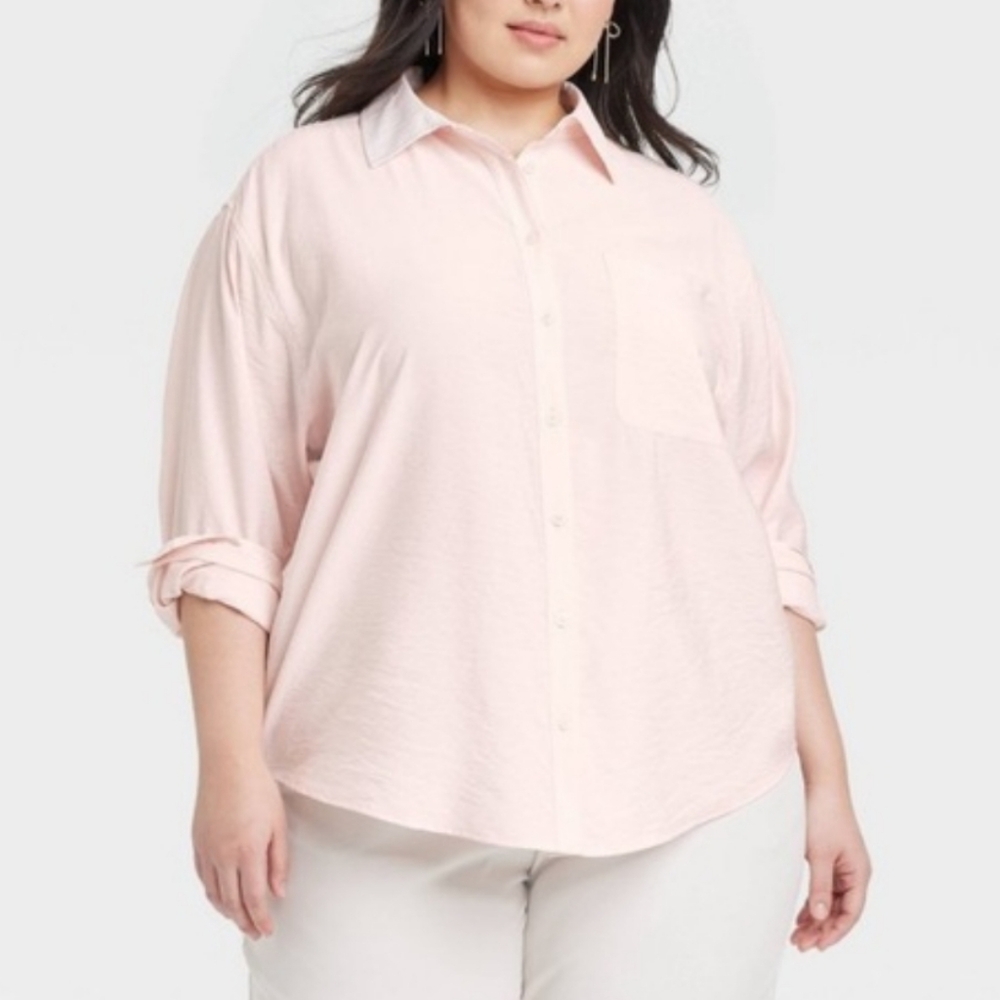 New A New Day Oversized Crinkle Buttondown In Salmon Size XXL